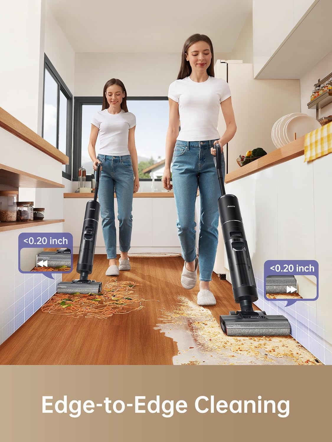 DREAME H12 PRO Vacuum Mop, Wet Dry Vacuum Cleaner for Hard Floor, Vacuum and Mop at The Same Time for Wet & Dry Messes, Auto Self-Cleaning, Edge to Edge Cleaning with Hot Air Drying