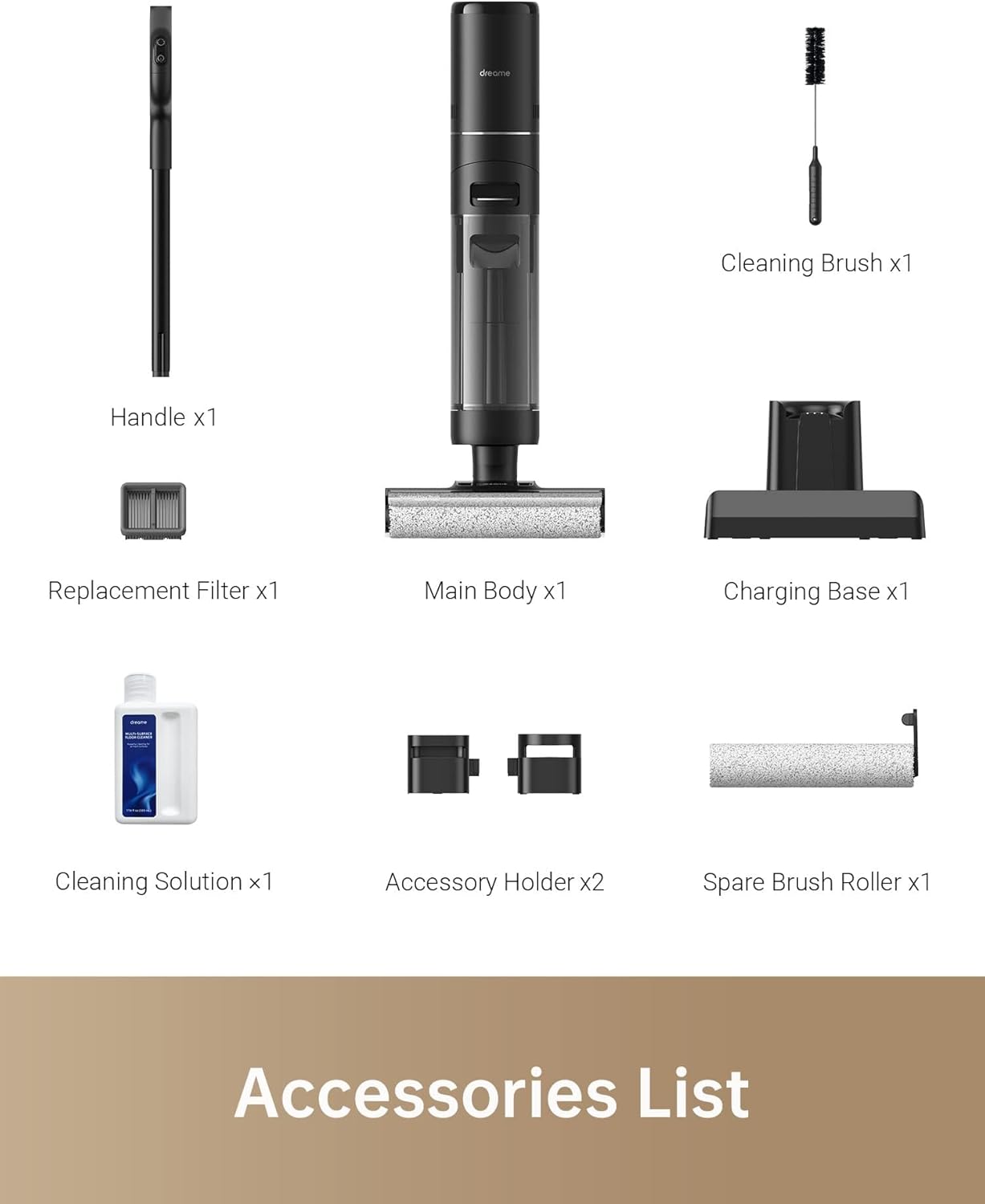 DREAME H12 PRO Vacuum Mop, Wet Dry Vacuum Cleaner for Hard Floor, Vacuum and Mop at The Same Time for Wet & Dry Messes, Auto Self-Cleaning, Edge to Edge Cleaning with Hot Air Drying