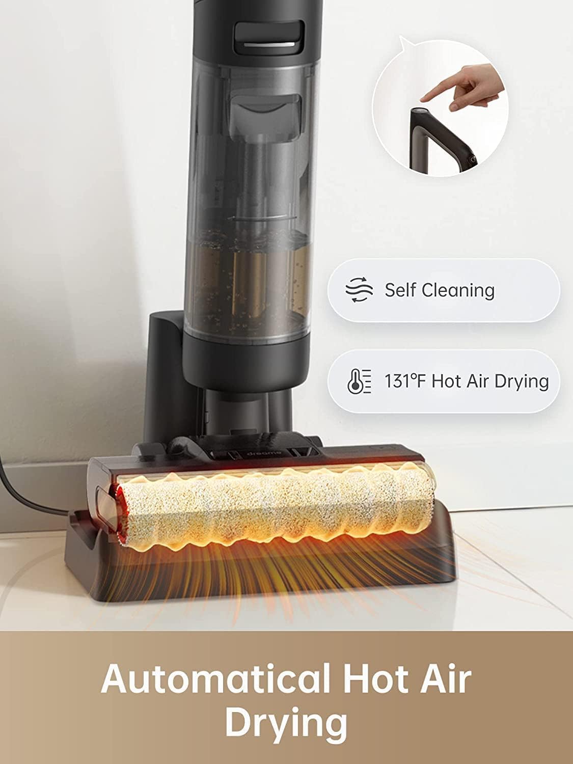 DREAME H12 PRO Vacuum Mop, Wet Dry Vacuum Cleaner for Hard Floor, Vacuum and Mop at The Same Time for Wet & Dry Messes, Auto Self-Cleaning, Edge to Edge Cleaning with Hot Air Drying