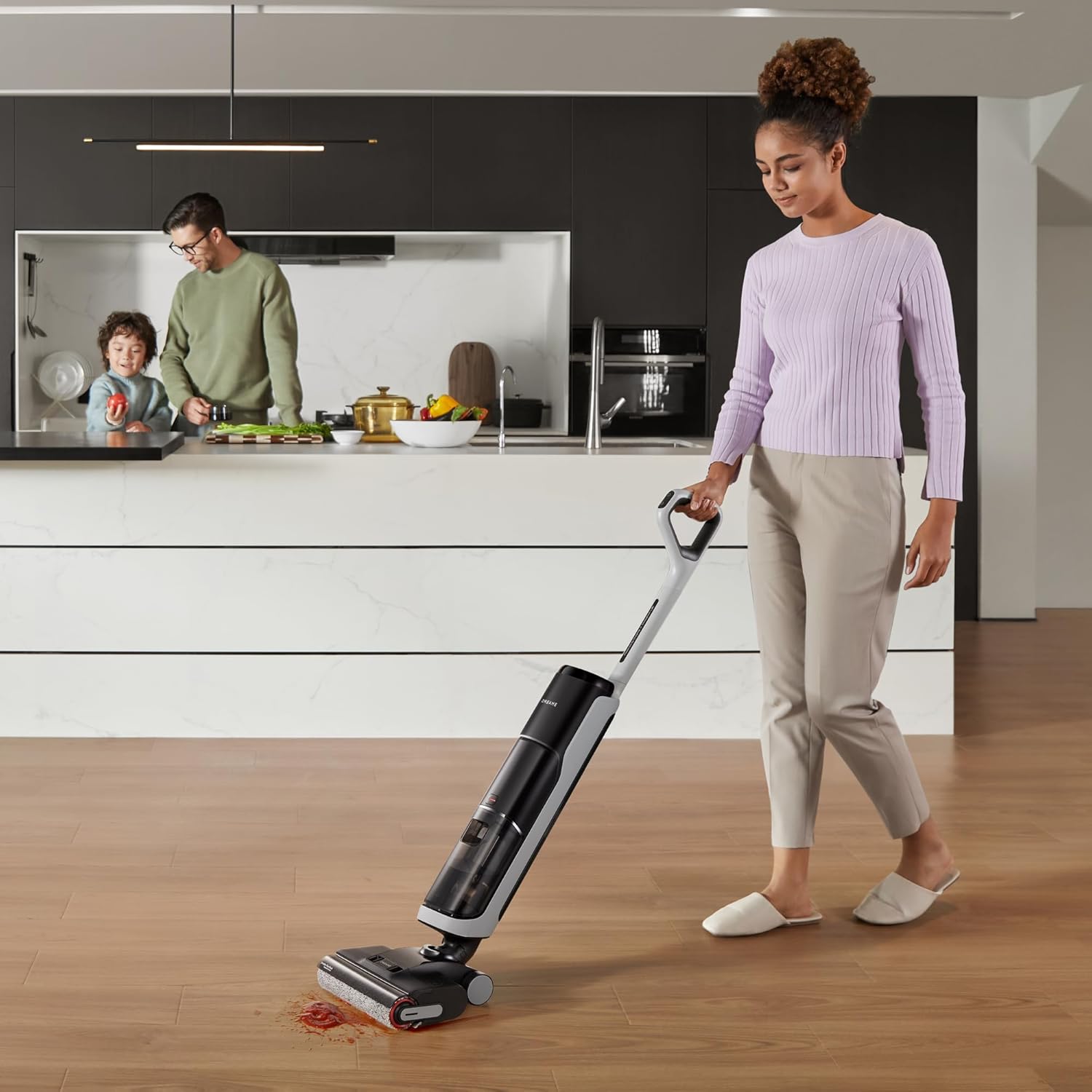dreame H14 - Trapeador inalámbrico para aspirar en seco y húmedo de 180°, lavado con cepillo de 140 °F, secado rápido con aire caliente en 5 minutos, máquina inteligente de limpieza de suelos duros