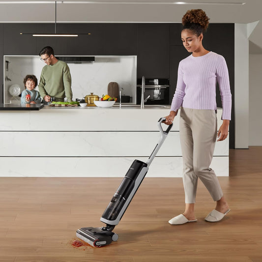 dreame H14 - Trapeador inalámbrico para aspirar en seco y húmedo de 180°, lavado con cepillo de 140 °F, secado rápido con aire caliente en 5 minutos, máquina inteligente de limpieza de suelos duros