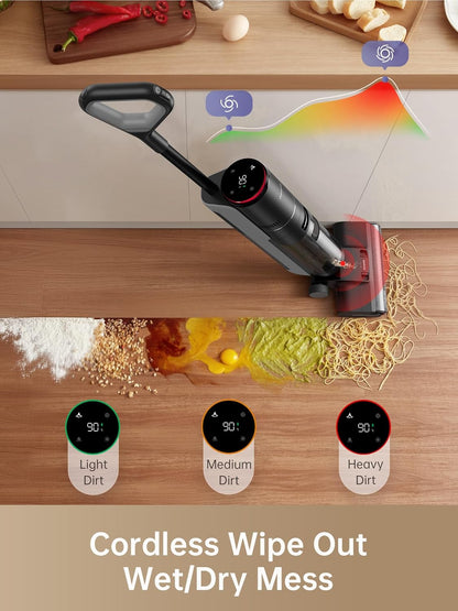 DREAME H12 PRO Vacuum Mop, Wet Dry Vacuum Cleaner for Hard Floor, Vacuum and Mop at The Same Time for Wet & Dry Messes, Auto Self-Cleaning, Edge to Edge Cleaning with Hot Air Drying